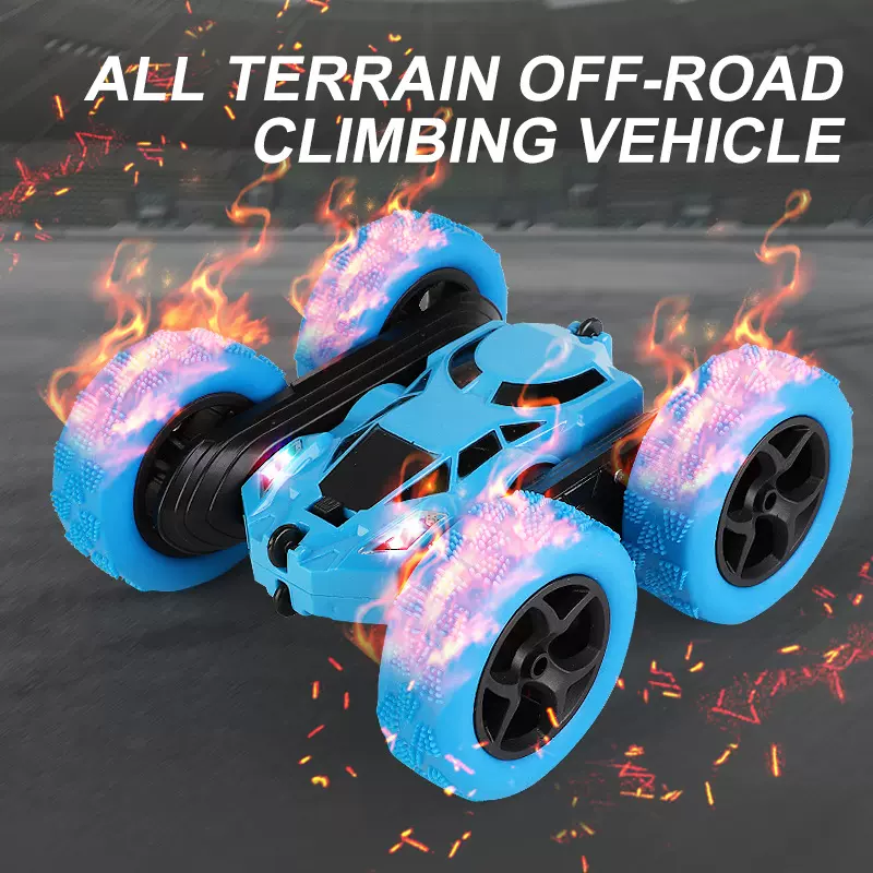 跨境专供2.4G双面翻斗特技车360°摆臂旋转儿童 玩具车特技翻滚车