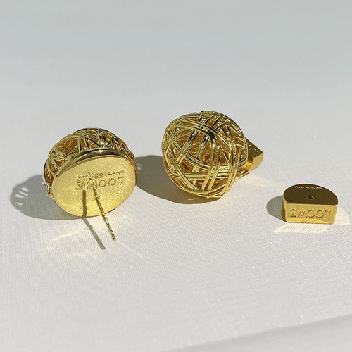 Ro Jia Golden Hollowed-Out Woven Earrings for Women, Elegant & Affordable Luxury, Unique Design, High-End Appeal—Oversized European and American-Style Earrings Available for Wholesale