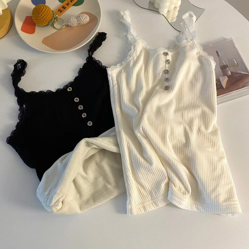 Warm Insulating Lace Backless Tank Top with Self-Heating Underwear for Women, Fleece Lined, Sexy Backless Design, Suitable for Autumn and Winter