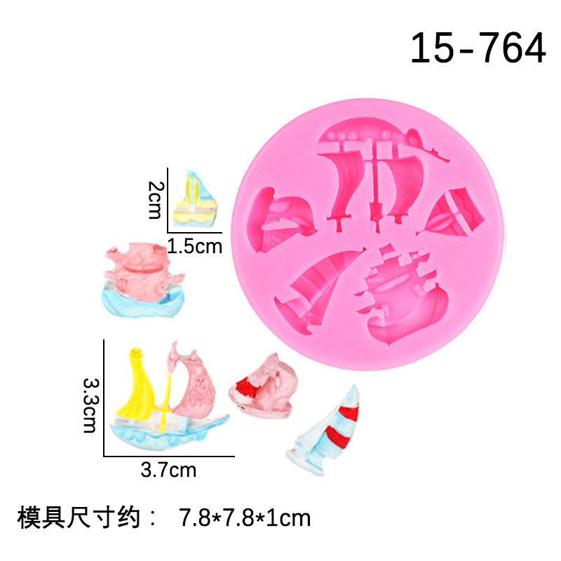 Cola de sirena Barco Pirata barco fondant cake chocolate líquido decoración molde DIY para hornear