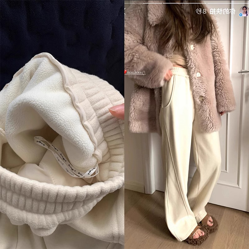 Heygirl Black Brother Velvet Magic Pants, Excellent Fit, 510g High-Weight Composite Fleece, Slimming Casual Sweatpants