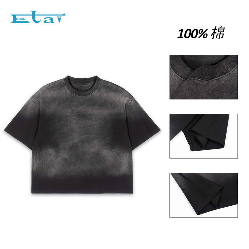 Etai Men's Clothing | High-Quality Spray Horse Short Wide Fit T-Shirt Versatile Short Boxy Fit Style Men's T-Shirt Etai Men's Clothing | High-Quality Spray Horse Short Wide Fit T-Shirt Versatile Short Boxy Fit Style Men's T-Shirt