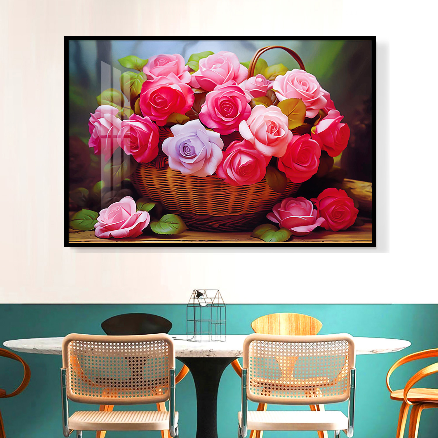 Mona Lisa real bordado cruzado una cesta de rosas actualizada nueva decoración floral simple bordado a mano image 13