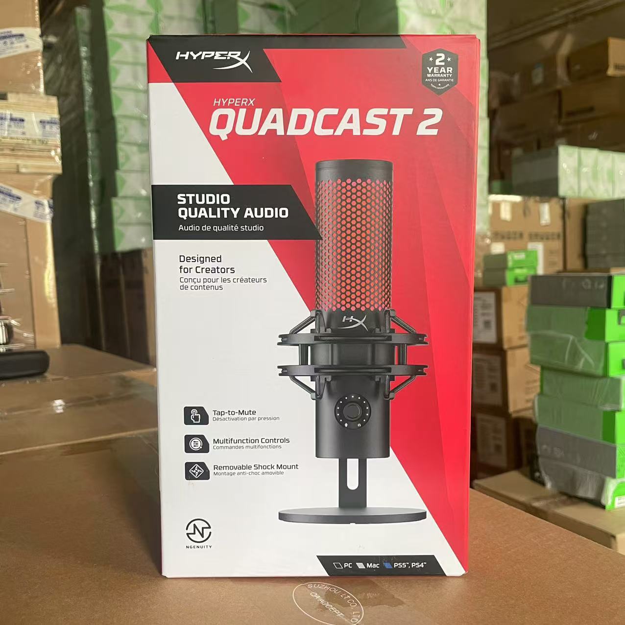Hyperx Quadcast S SOLOCAST Extremadamente desconocido Vaso de sonido Rima de sonido 2S Micrófono