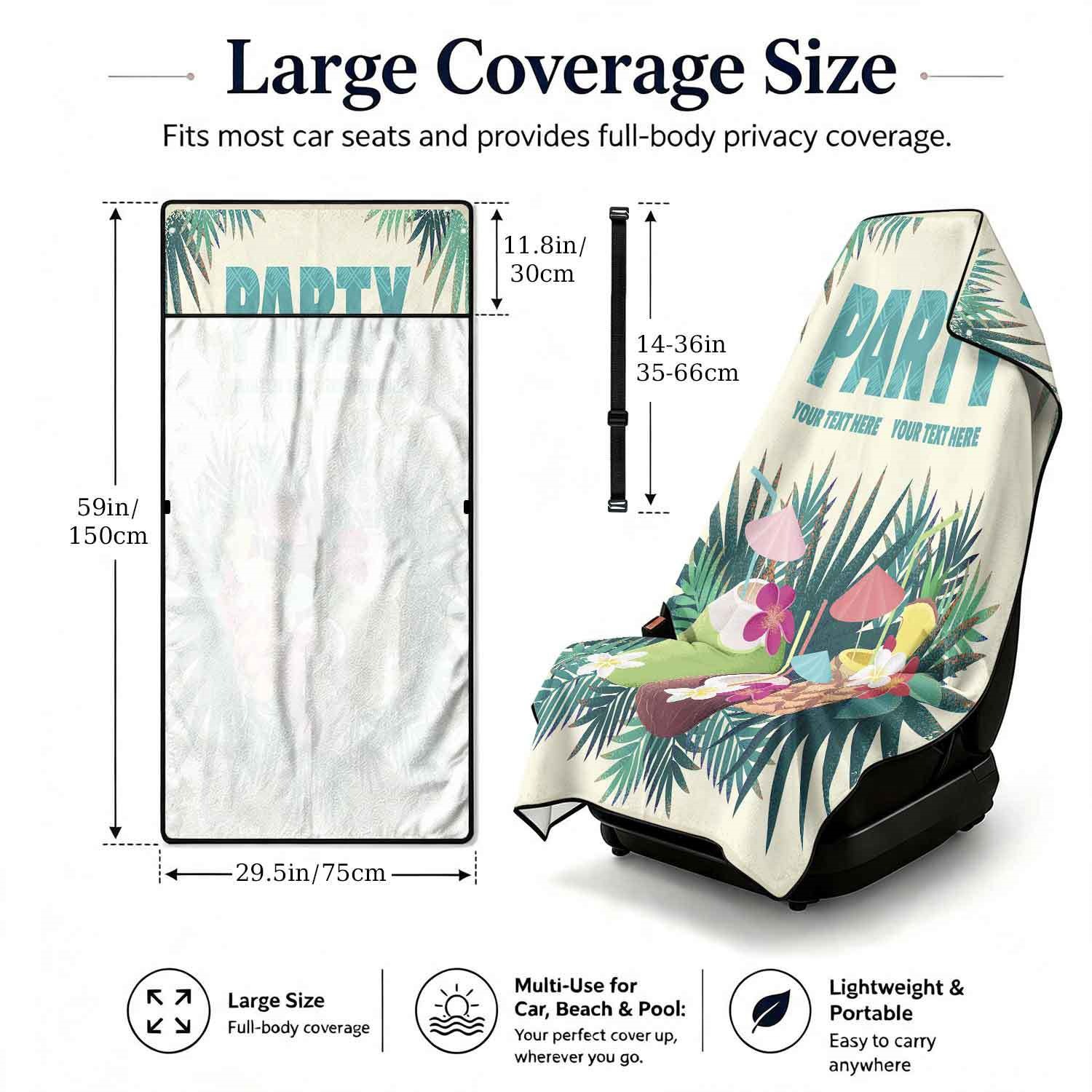 Summer bath towel and car seat cover 2-in-1, ultra-fine fiber outdoor beach and car dual-use universal seat cushion