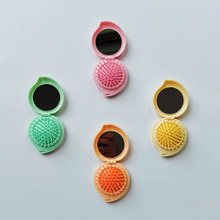 美发梳爱心圆镜折叠式气囊梳便携旅行补妆梳子户外彩妆美妆工具