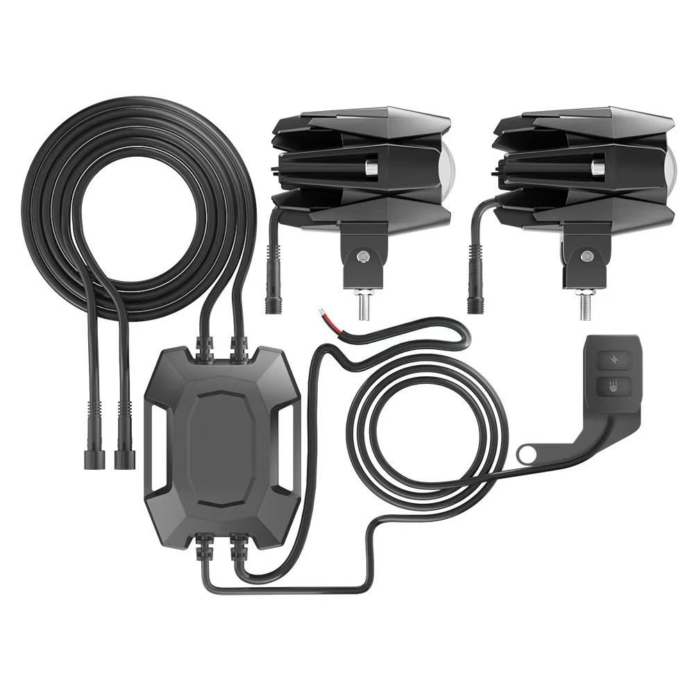 Transfronterizos nuevos focos de motocicleta de doble luz lente externa LED focos de niebla delanteros auxiliares de agua pájaros 1 lámpara de modificación