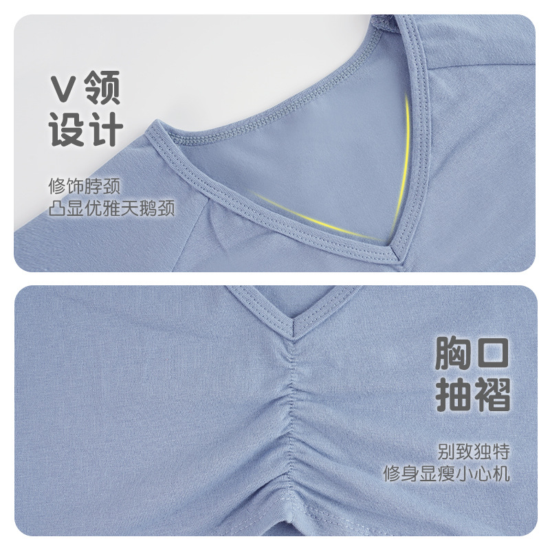 Ropa de baile para niños, chaleco, manga larga, cuello en V, chaqueta plisada, ropa de ballet, top, entrenamiento corporal, chal de baile