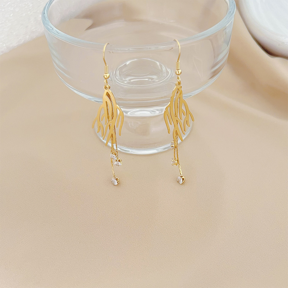 Fashion Creative Geometric Smile Face Shaped Tassels Ear Stud Earring_colorza_1