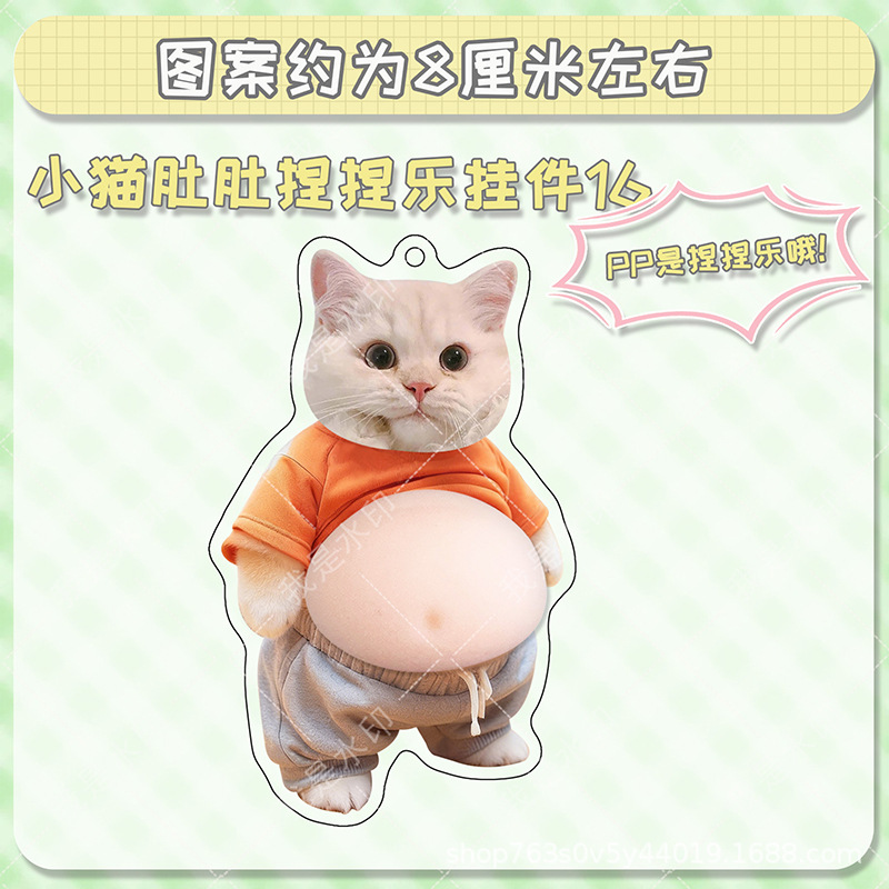 Colgante adorable mascota gatito cachorro acrílico estómago descomprimir pellizco colgante mochila llaveros decoración