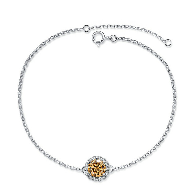 S925 joyería de plata estrella piedra grande y pequeña pulsera de moissanita mujer D color 1 quilate joyería en vivo fábrica al por mayor