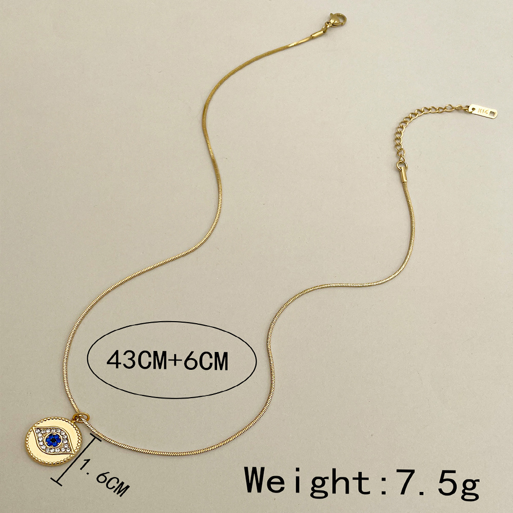 Fashion Devilu0027S Eye Stainless Steel Titanium Steel Inlay Zircon Pendant Necklace 1 Piece