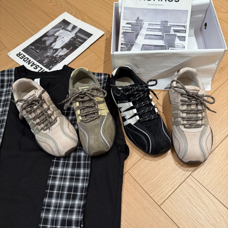 Women's thick-soled German training shoes 2026 new model, color-blocked sports casual shoes, retro soft leather Forrest Gump shoes, versatile and breathable single shoes Women's thick-soled German training shoes 2026 new model, color-blocked sports casual shoes, retro soft leather Forrest Gump shoes, versatile and breathable single shoes