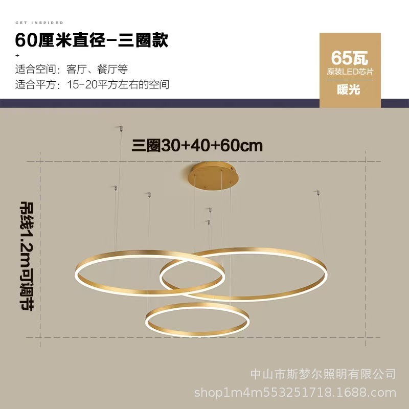 现代简约环形圆圈客厅灯具LED吊灯家用智能创意2025新款中山灯具|undefined