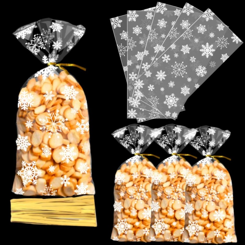 2025 オリジナルホワイトスノーフレークキャンディバッグクリスマスギフトバッグ opp スナックビスケットヌガーキャンディビスケットバッグ|undefined