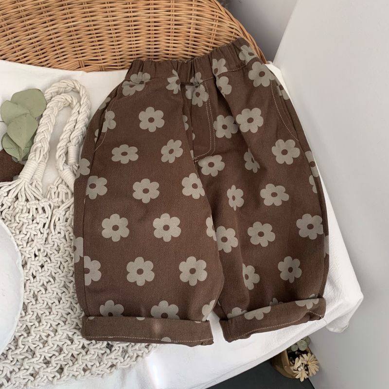 Favorite Flower Autumn Children's Clothing New Korean Style Washed Cotton Harem Pants Long Pants for Boys and Girls