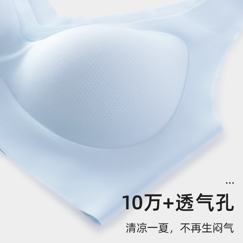 Ropa interior sin costuras de seda de hielo para mujer, pechos grandes, pequeños, sujetador de chaleco de estilo fino de verano, sujetador deportivo sin anillo de acero para mujer