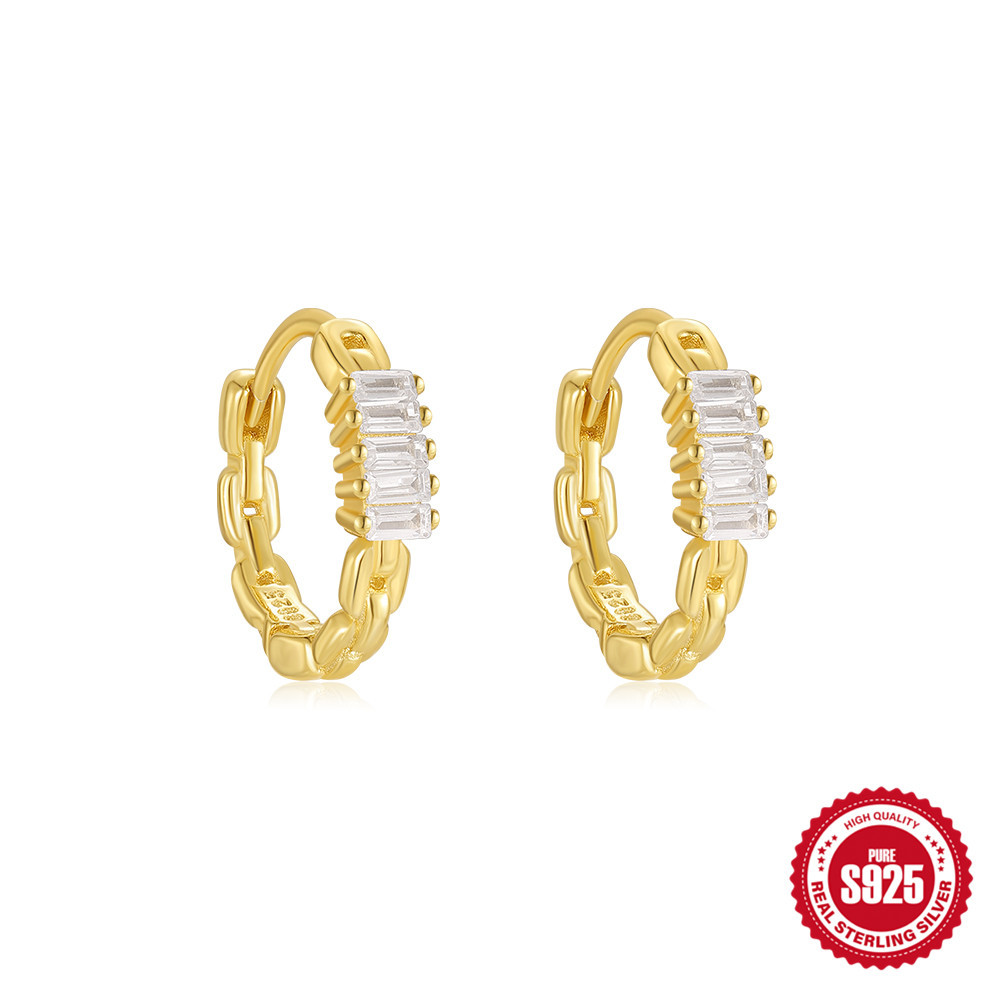 Moda europea y americana s925 plata esterlina geométrica simple estrella octogonal luna gota de agua diamante cadena borla pendiente pendiente pendiente mujer
