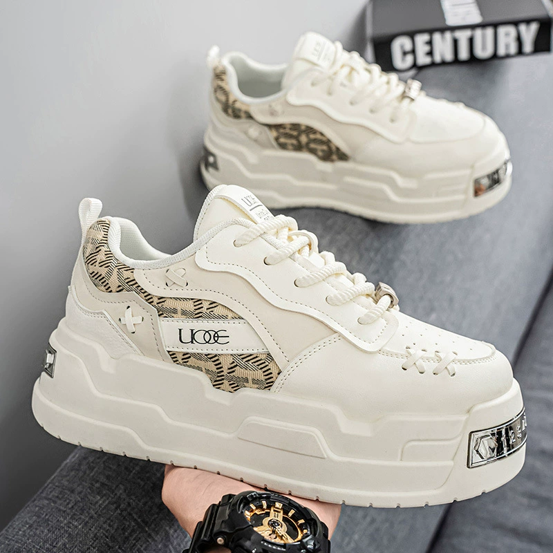 Мужские кроссовки европейского дизайна, оригинальная модель, толстая подошва, весна 2025, новые, высококачественные, повседневные, белые.