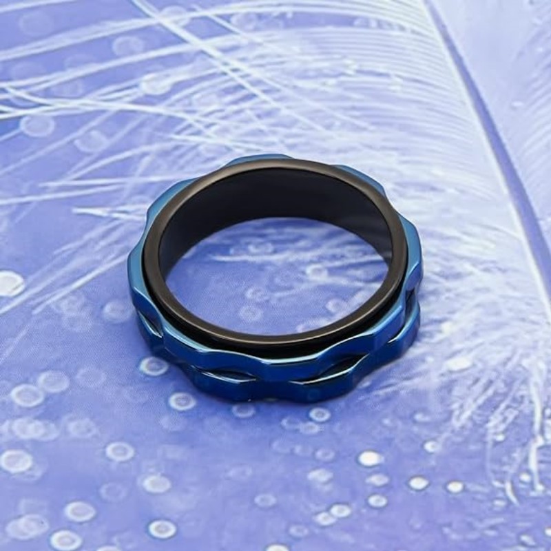 Daily Occasion Hip-Hop Geometric Solid Color Titanium Steel Men's Rings