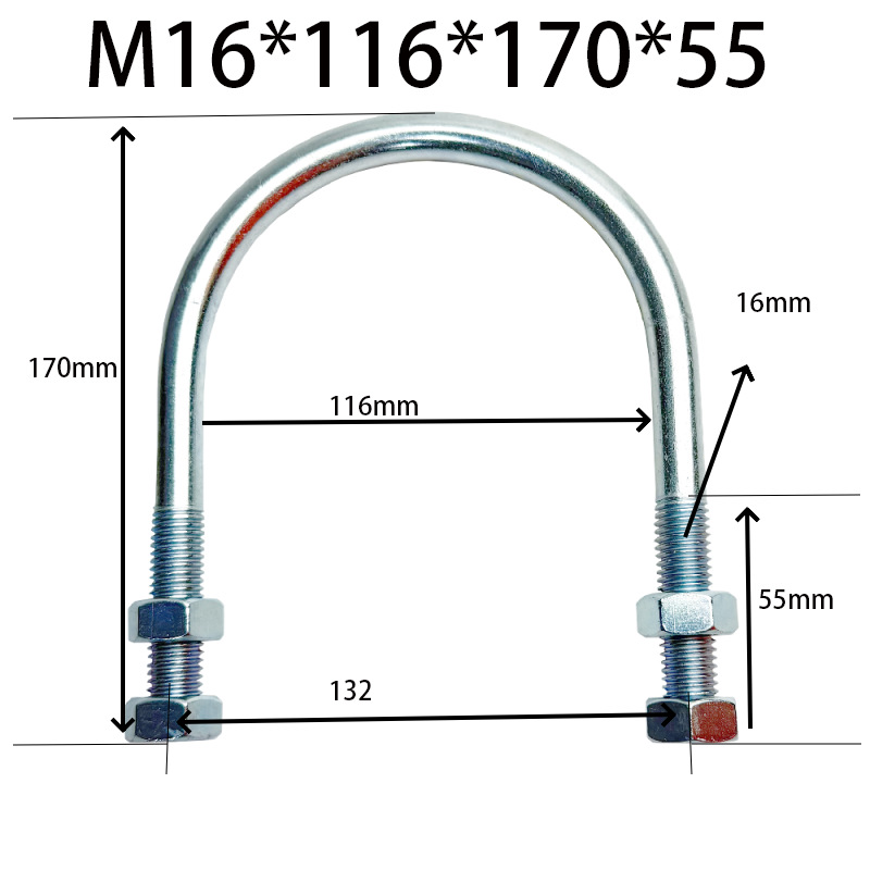 CB / T 3780 / 1997 - Pa / Pb galvanizado en forma de U tuerca gruesa perno alargado abrazadera de tubería