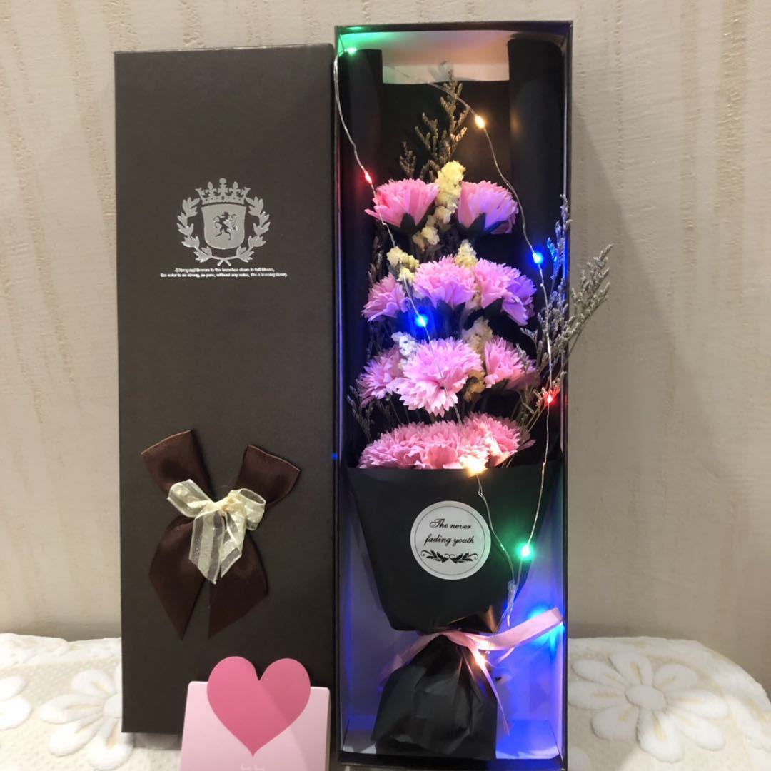 Weihnachtsgeschenke: Rosen-Nelken-Strauß in Geschenkbox, Seifenblume, Valentinstagsgeschenk, Geburtstagsgeschenk, Geschenk für die Freundin, Geschenk für Internet-Prominente_voghion.com