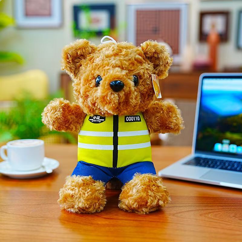 Police Bear Doll Traffic Police Bear Doll Uniform Fire Bear Teddy Bear Stuffed Toy Birthday Graduation Gift