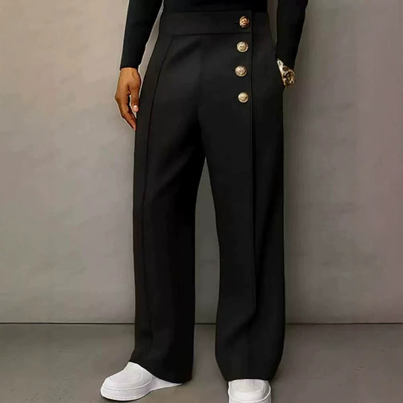 2026 Amazon Cross-Border Autumn Loose Versatile High-Waisted Wide-Leg Suit Pants Single-Breasted Straight Casual Trousers
