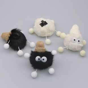 Cartoon cute small coal ball plush shoelace buckle suitable for sports canvas shoes decorative buckle shoe buckle accessories accessories