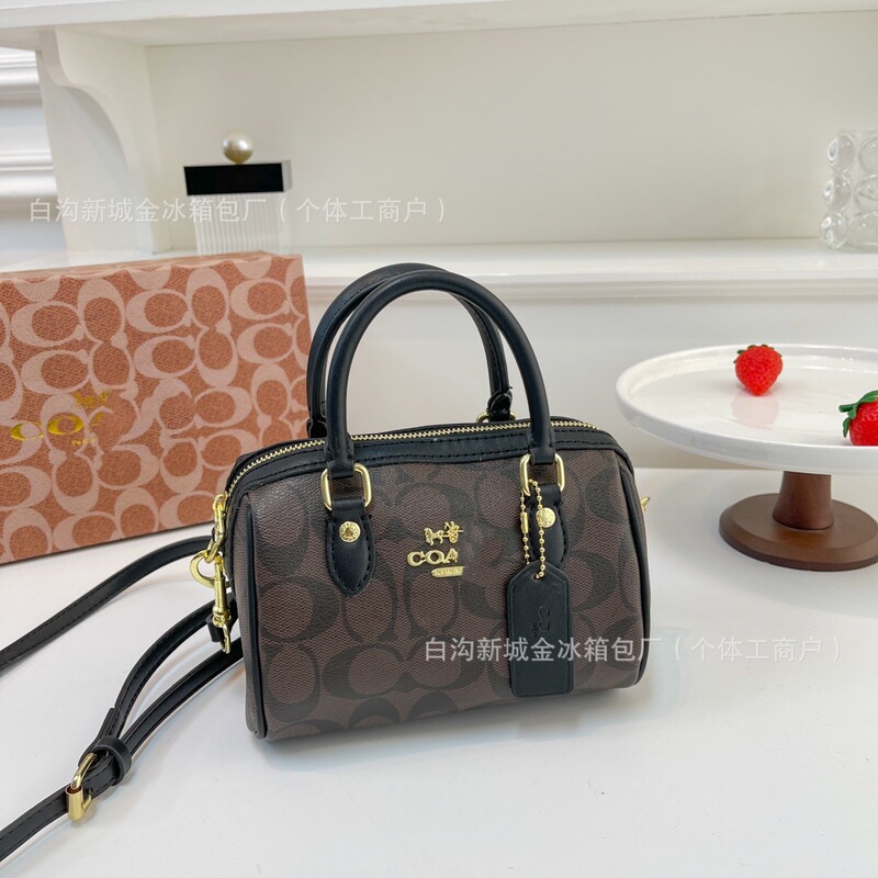 Coach C Women's Bag Classic Old Flower Rowan Boston Large Capacity Shoulder Portable Pillow Bag Crossbody Bowling