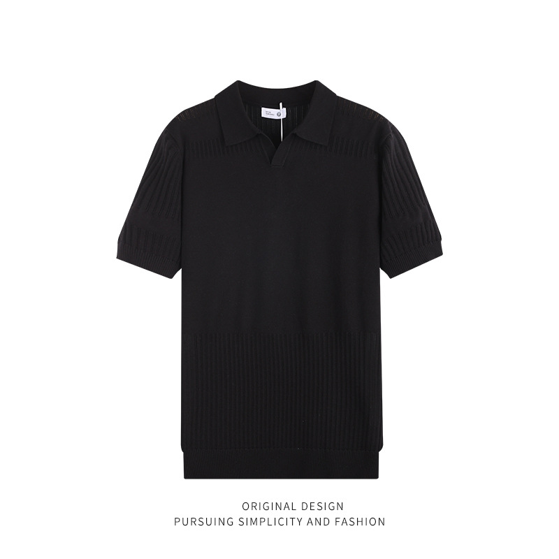 Nuevo polo de punto camiseta de manga corta camiseta de alto nivel camiseta de moda casual camiseta de media manga camiseta de polo para hombre