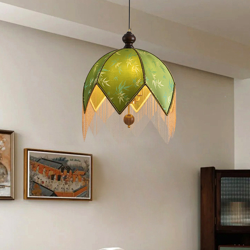 Retro Nanyang estilo medieval lámpara de tela francesa lámpara de dormitorio sala de té bar armario bordado lámpara de comedor