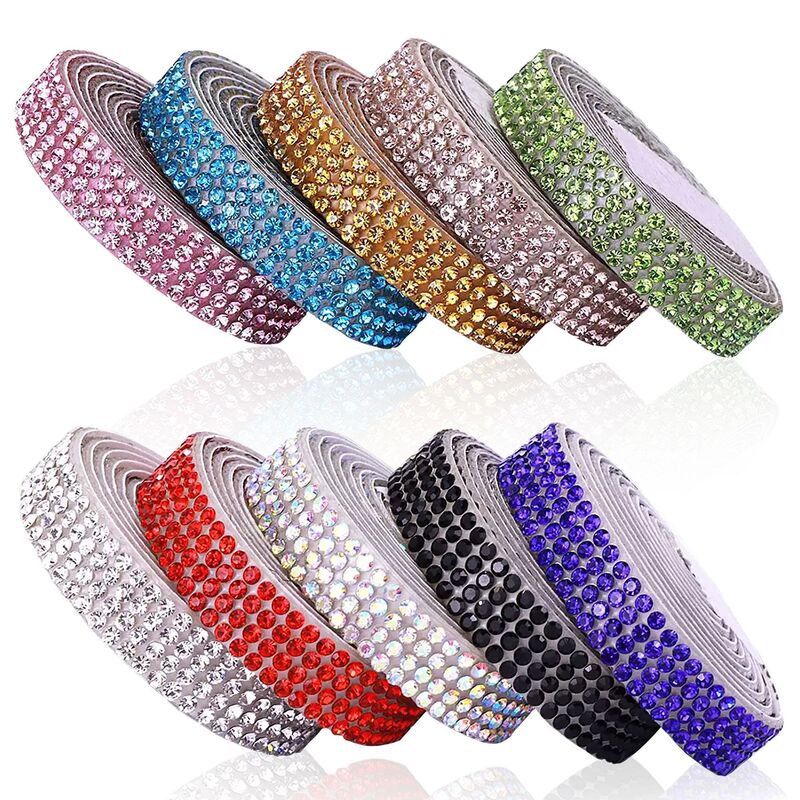 Flash Diamond Stickers DIY Accessories Glass Diamond Strips Jewelry Diamond Stickers Decorative Diamond Belts Cross-Border Adhesive Stickers Diamond Self-Adhesive Rhinestone Strips