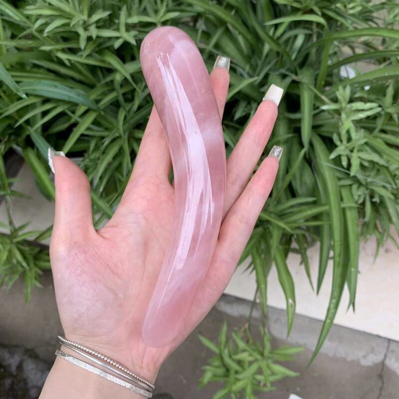 供应天然水晶 粉晶 雕刻原石打磨水晶按摩棒 图 5