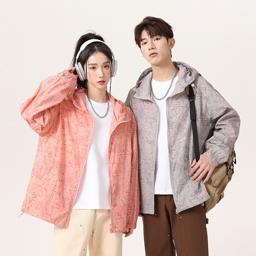 Sun protection clothing for men and women, summer thin outdoor UV protection skin clothing for couples, casual sports hooded jacket outerwear