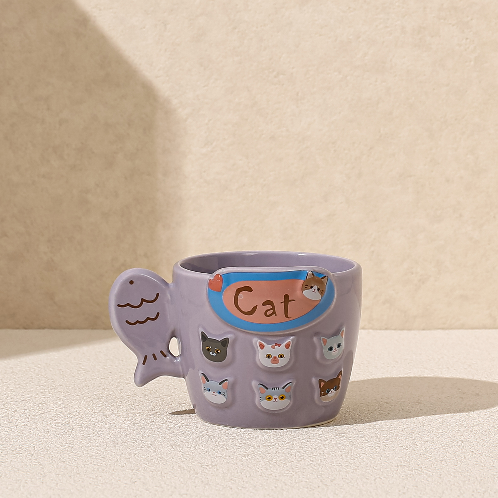 Taza de gatito de cerámica esmaltada taza de marca de color taza de desayuno taza de leche taza de agua taza de té de leche taza de diversión