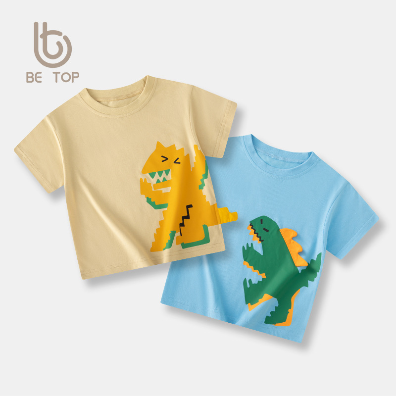 Betop ropa infantil de verano nuevo estilo coreano de manga corta para niños camisetas de dibujos animados dinosaurios ropa de bebé hombre una tendencia de cabello