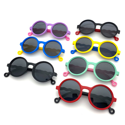 新款偏光兒童太陽鏡寶寶墨鏡矽膠太陽眼鏡2021圓形複古外貿時尚潮