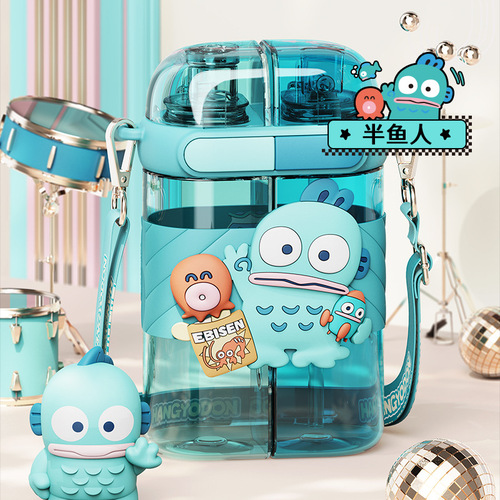 Sanrio Kuroumi sub-warehouse double drinking cup for children and students special water cup 2024 new space cup plastic cup