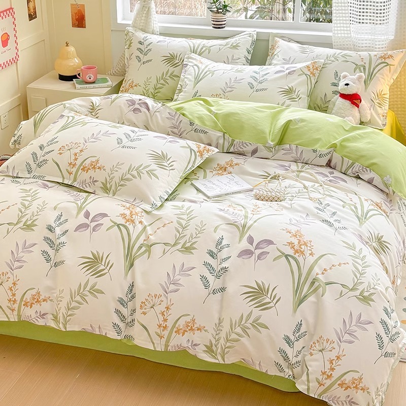 Funda de edredón de algodón de una sola pieza de cuatro piezas para niños 150x200x230 dormitorio de estudiantes individual 180 sábana