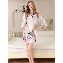 P 82030 Long Peacock Kimono Robe ��ȸ�ͷ�˯�� ŷ������羳