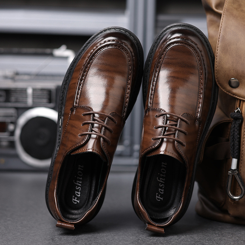 New Business Formal Leather For Men, British Style Casual Breathable Commuter Shoes, Groom's Wedding Shoes_voghion.com