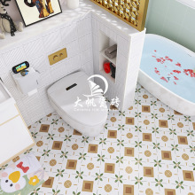 法式卫生间小花砖复古瓷砖 阳台卫生间厨房地砖民宿餐厅地面砖300