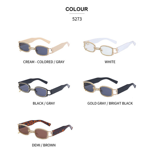 Korean version of gm same style small frame hanging ring sunglasses men's ins diamond sunscreen internet celebrity sunglasses women's trendy and high-end