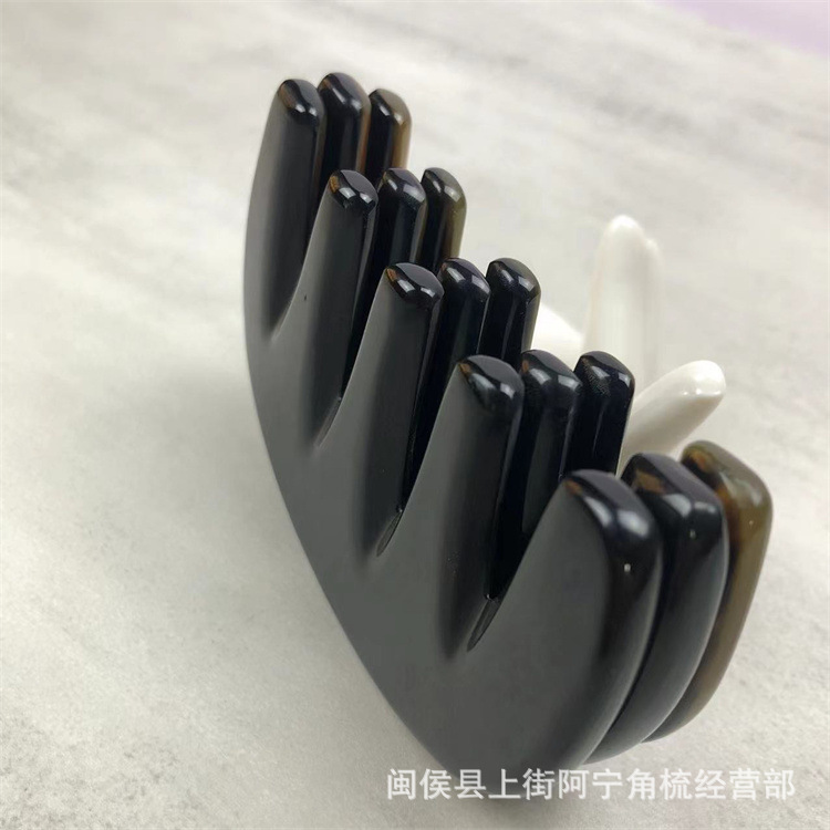 Water Buffalo Horn Five-Tooth Gua Sha Comb Black Horn Scalp Massage Comb Meridian Comb Under 10cm specifications