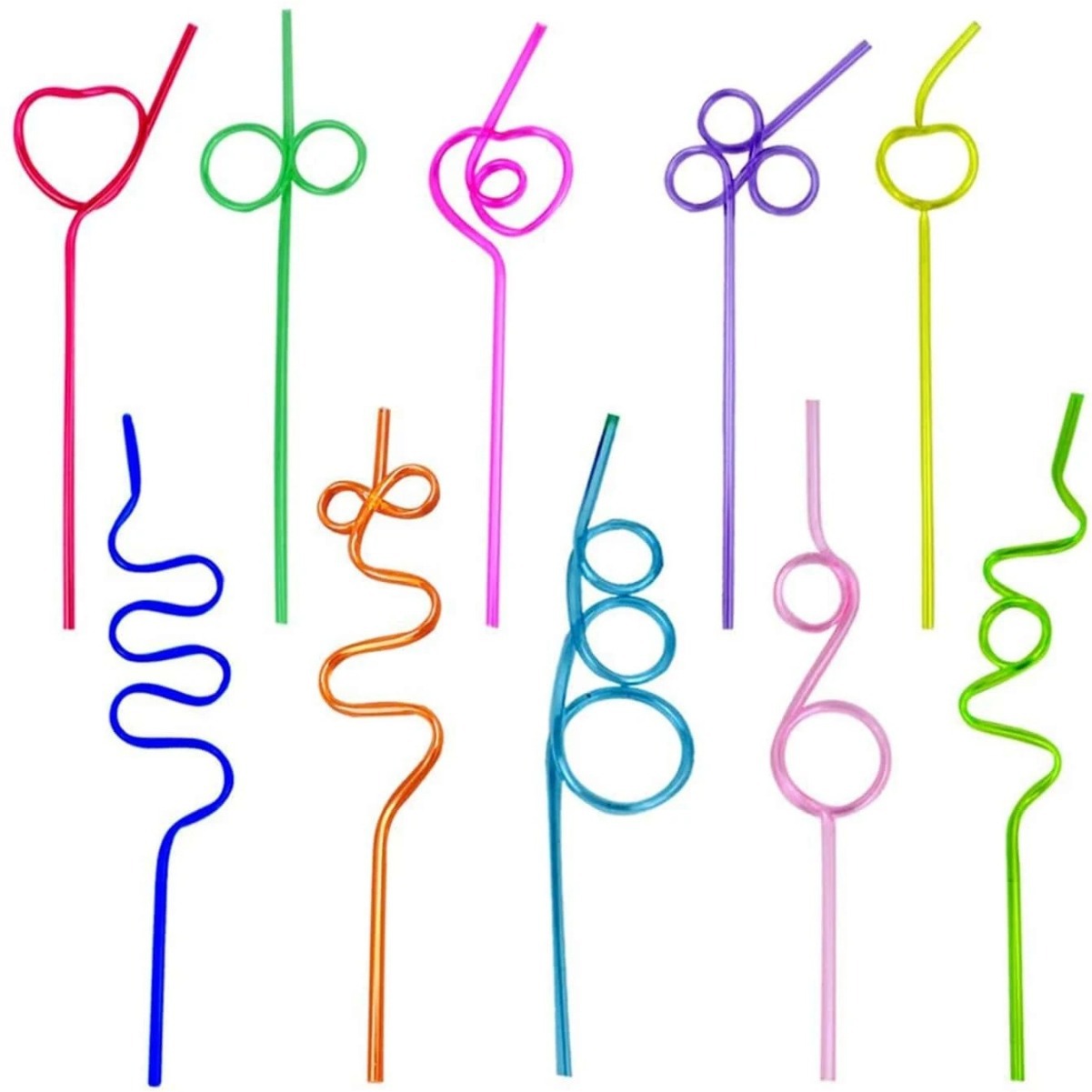 Paja de forma creativa directa de fábrica PETG forma curva paja fiesta niños divertido arte paja en stock