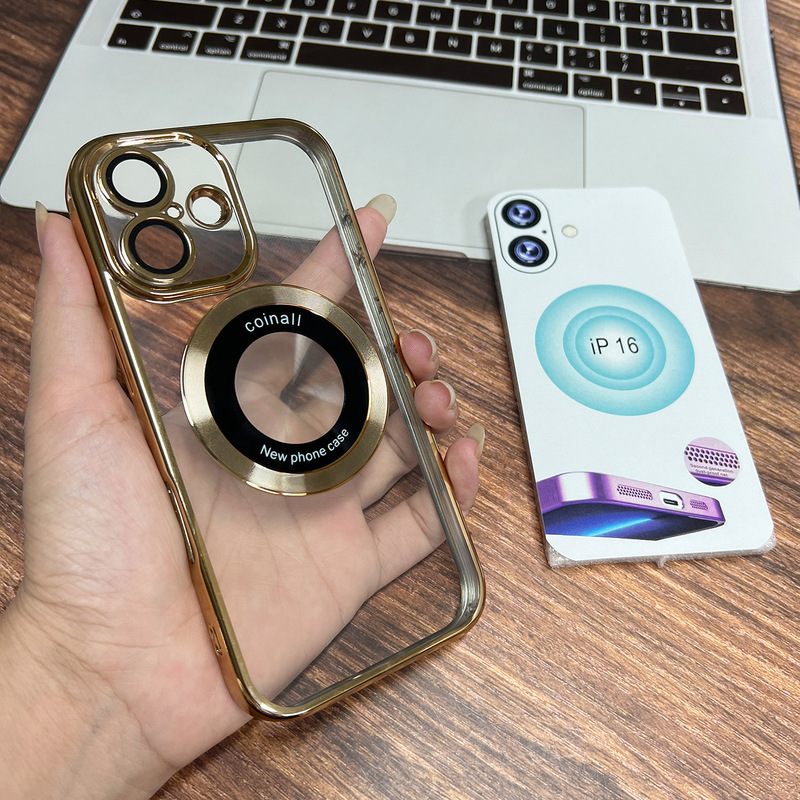 适用iPhone16Pro手机壳CD纹电镀13/14磁吸壳苹果17自带镜头膜软壳|undefined