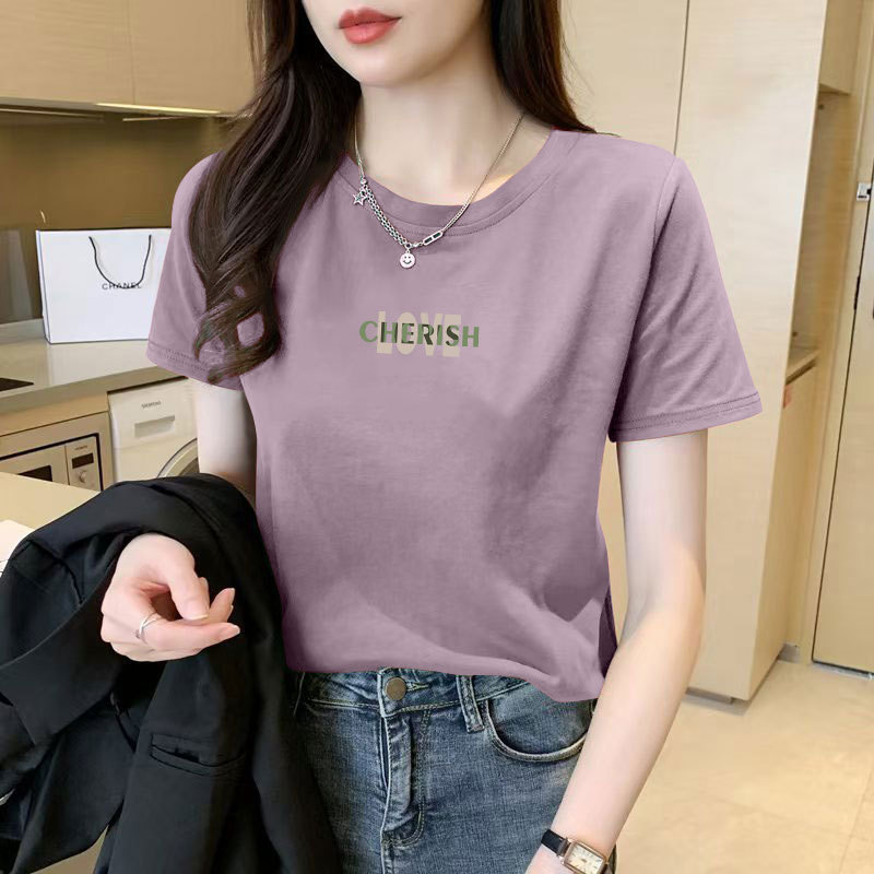 纯棉短袖T恤女新款夏季洋气百搭半袖宽松显瘦大码上衣女ins潮|undefined
