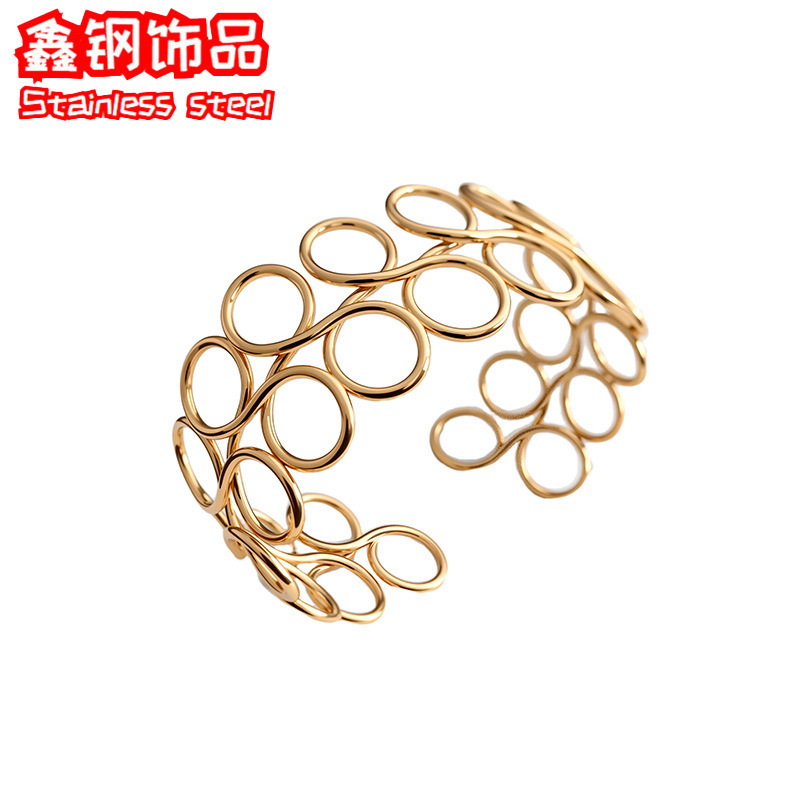 鑫钢创意编织手环 跨境热卖女式不锈钢手镯 钛钢开口手环厂家批发|undefined