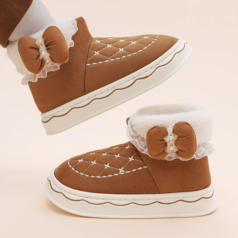 Зимние хлопчатобумажные тапочки все включено с снежными сапогами толстые мягкие подошвы нескользящие дамы дома теплая и нескользящие осенние и зимние мужчины